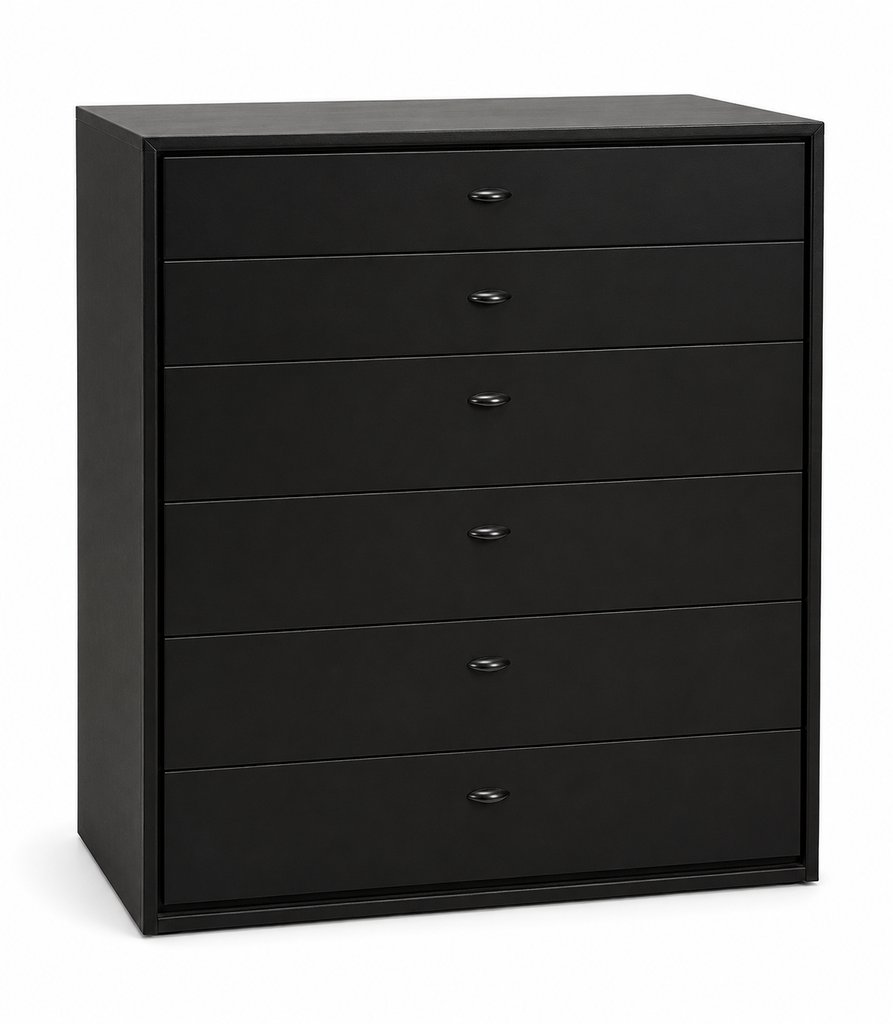 CAJONERA NEGRA DE MADERA DE 6 CAJONES 2